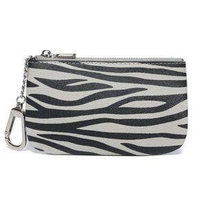 New Daisy Rose Grey Zebra Coin Purse Vegan Leather